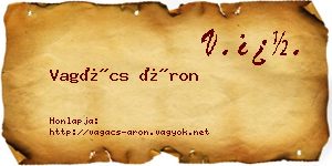 Vagács Áron névjegykártya